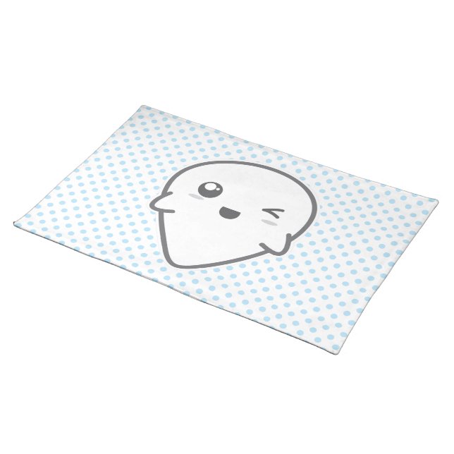 Kawaii Winking Ghost Placemat (On Table)