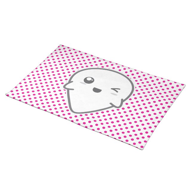 Kawaii Winking Ghost Placemat (On Table)