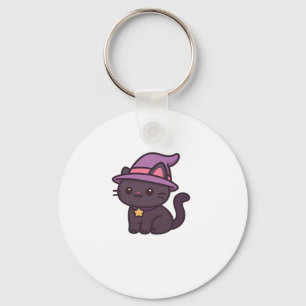 Kawaii Witch Cat in Purple Hat Classic T-Shirt Keychain