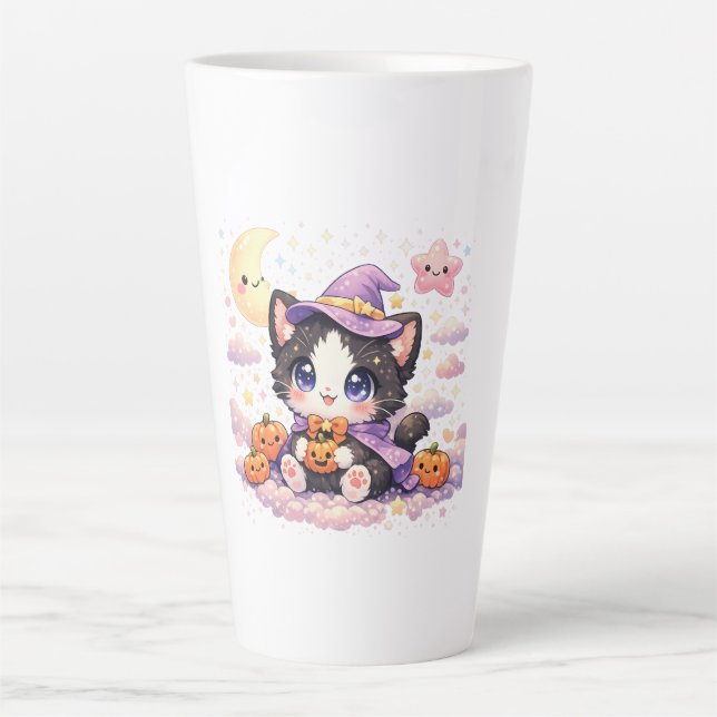 Kawaii Witch Cloud Kitty  Latte Mug (Front)