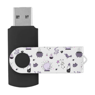 Kawaii Witch Pattern Flash Drive