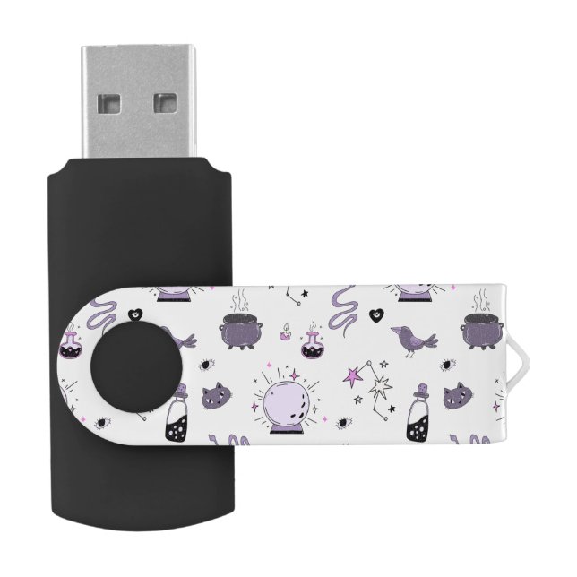 Kawaii Witch Pattern Flash Drive (Opened)