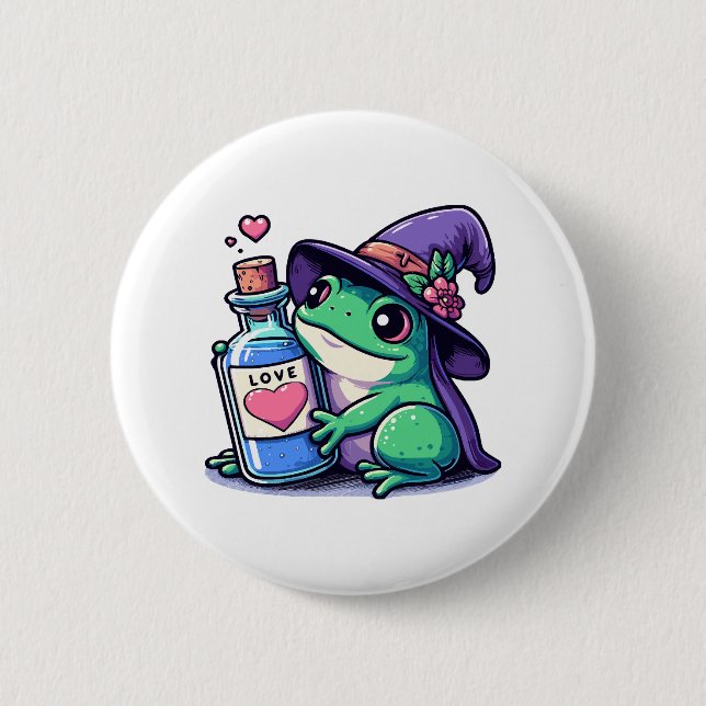 Kawaii witchy love potion button (Front)