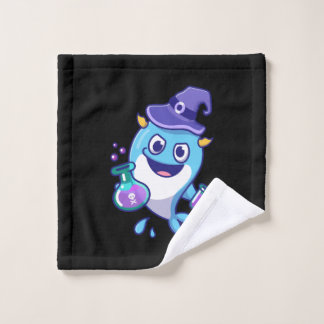 Kawaii Wizard Whale Potion Science Design Wash Cloth