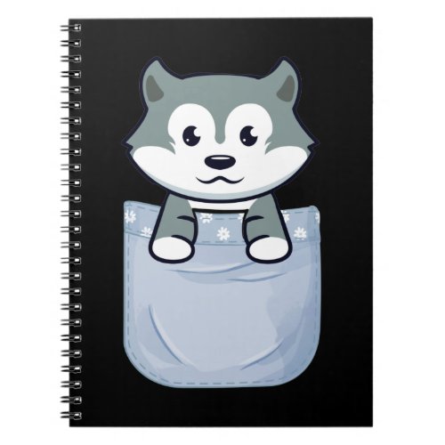 Kawaii Wolf hanging in a Pocket Notebook