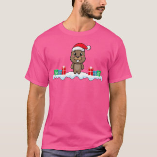 Kawaii Wombat Wearing Santa Hat Xmas Wombat Lover T-Shirt
