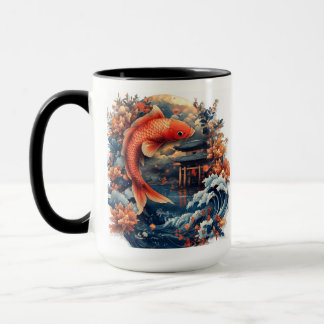 Kawaii Woodblock Carp Dragon Gate Mug