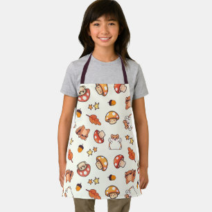 Kawaii Woodland Animals and Mushrooms Pattern Apron