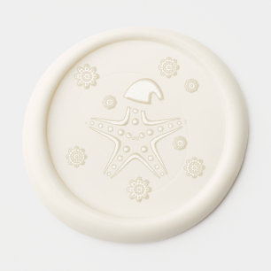 Kawaii Xmas Starfish on Blue Buffalo Pattern Wax Seal Sticker