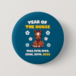 Kawaii Year Of Horse Chinese Zodiac 2026 Animal Button