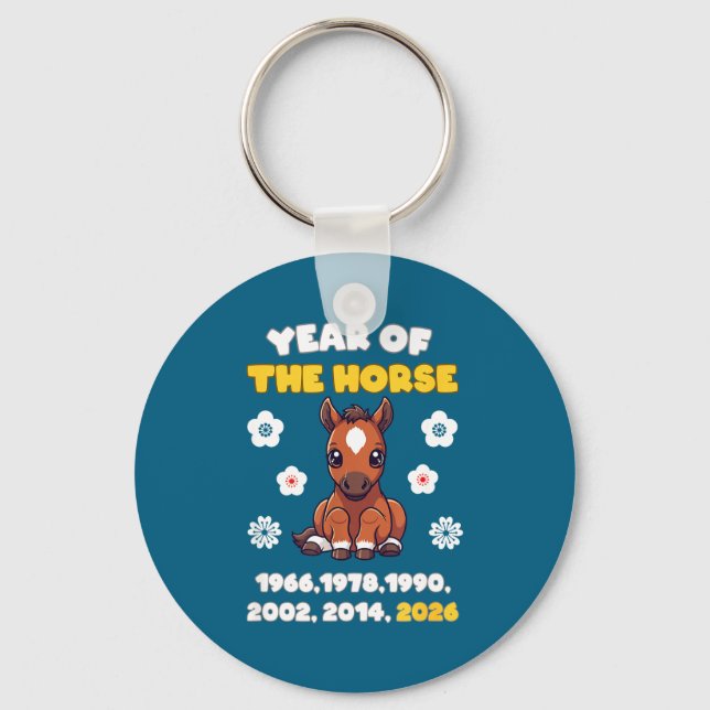 Kawaii Year Of Horse Chinese Zodiac 2026 Animal  Keychain (Front)