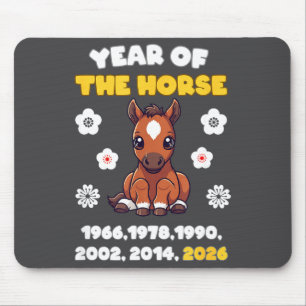 Kawaii Year Of Horse Chinese Zodiac 2026 Animal  Mouse Pad