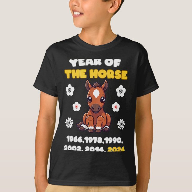 Kawaii Year Of Horse Chinese Zodiac 2026 Animal  T-Shirt (Front)