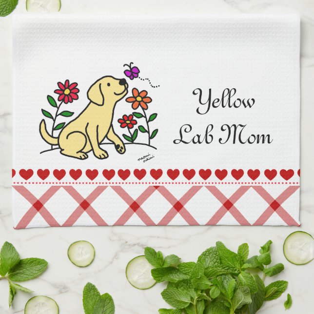 Kawaii Yellow Labrador Cartoon Towel (Folded)