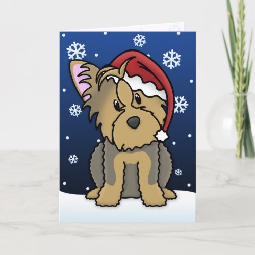 Kawaii Yorkshire Terrier Christmas Card