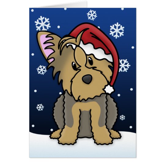Kawaii Yorkshire Terrier Christmas Card
