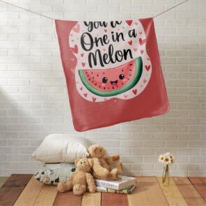 Kawaii "You're One in a Melon" Cute Watermelon Pun Baby Blanket