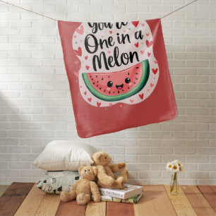 Kawaii "You're One in a Melon" Cute Watermelon Pun Baby Blanket