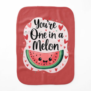 Kawaii "You're One in a Melon" Cute Watermelon Pun Baby Burp Cloth