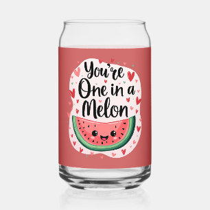 Kawaii "You're One in a Melon" Cute Watermelon Pun Can Glass