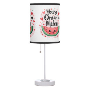 Kawaii "You're One in a Melon" Cute Watermelon Pun Table Lamp