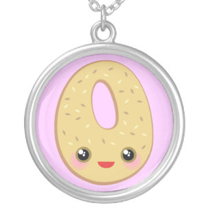 Kawaii Yum Bagel & Seeds Sterling Silver Necklace