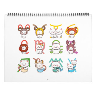 Kawaii Zodiac Cat Sign Calendar