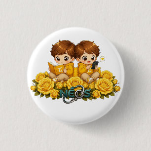Kawaii Zodiac Neos Gemini Button