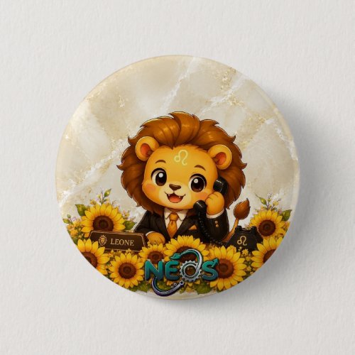 Kawaii Zodiac Neos Leo Button
