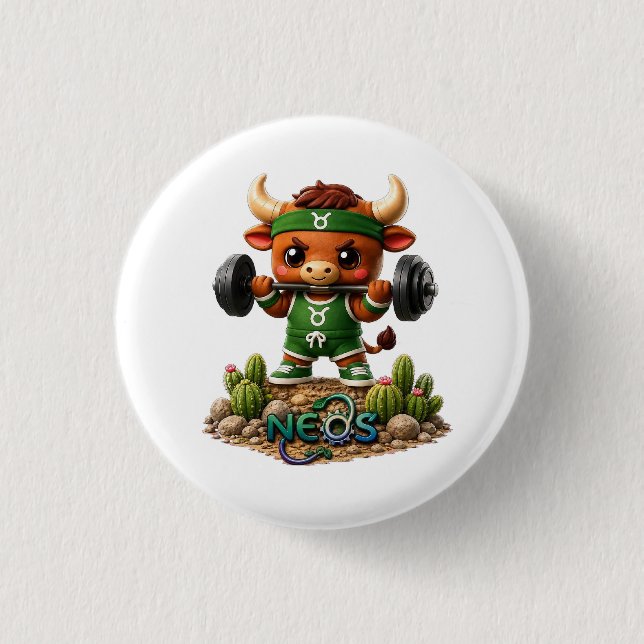 Kawaii Zodiac Neos Taurus Button (Front)