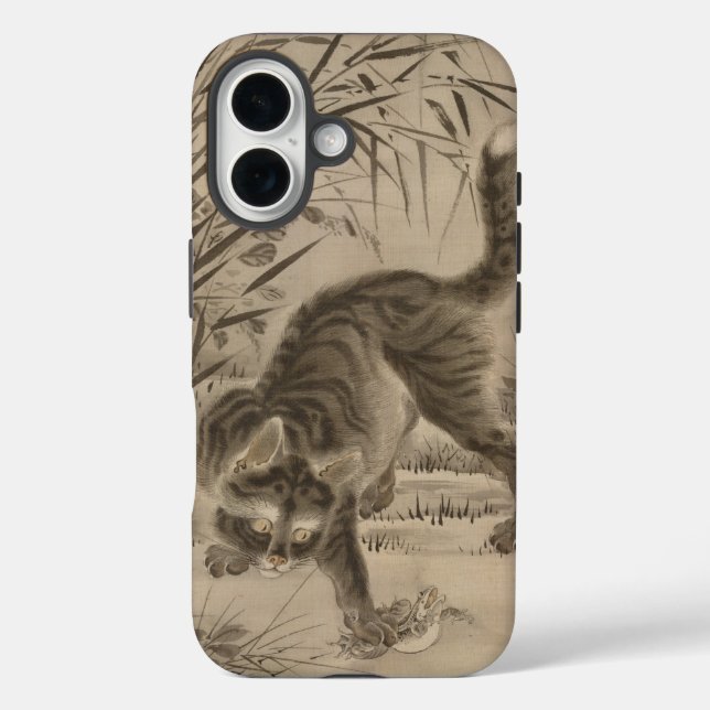 Kawanabe Kyosai Cat Catching a Frog Japanese Art Case-Mate iPhone Case (Back)