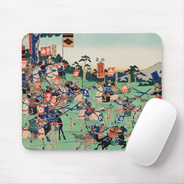 Kawanakajima no Kassen by Utagawa Kuniyoshi Mouse Pad (With Mouse)