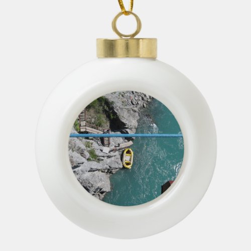 Kawarau Bridge Bungy POV Queenstown New Zealand Ceramic Ball Christmas Ornament