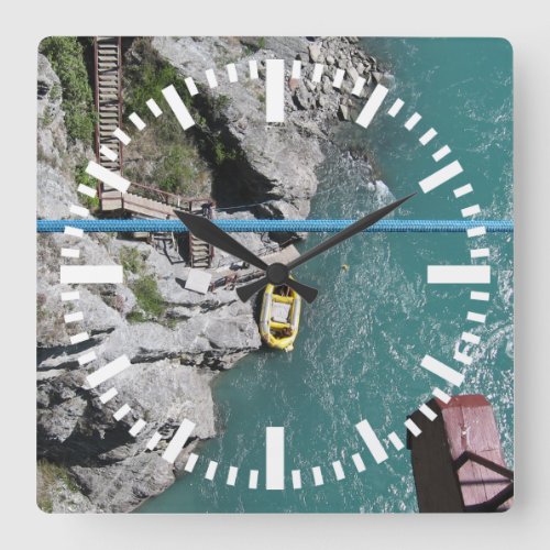 Kawarau Bridge Bungy POV Queenstown New Zealand Square Wall Clock