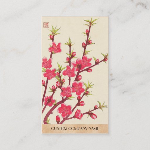 Customizable Kawarazaki Shodo Floral Calendar of Japan Cherry Business Card Templates