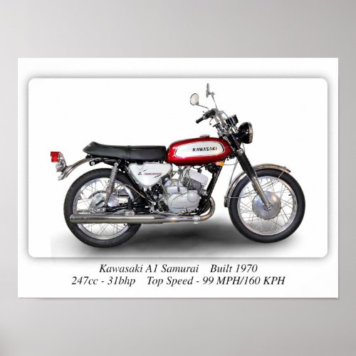 Kawasaki A1 Samurai Motorcycle A3 Poster