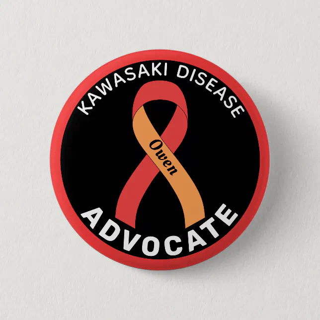 Kawasaki Disease Advocate Ribbon Black Button | Zazzle