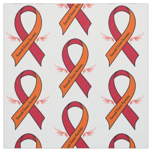 Kawasaki Disease Awareness Ribbon with Wings Fabric