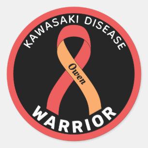 Kawasaki Disease Warrior Ribbon Black Classic Round Sticker