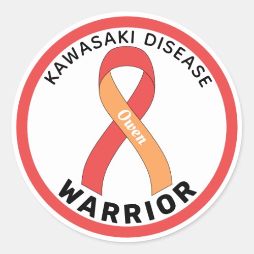Kawasaki Disease Warrior Ribbon White Classic Round Sticker