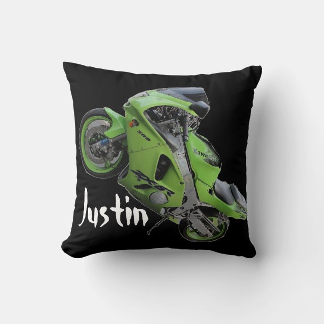 Kawasaki Green "Crotch Rocket" Pillow (Front)