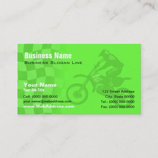 Customizable Kawasaki Green Motocross Business Card