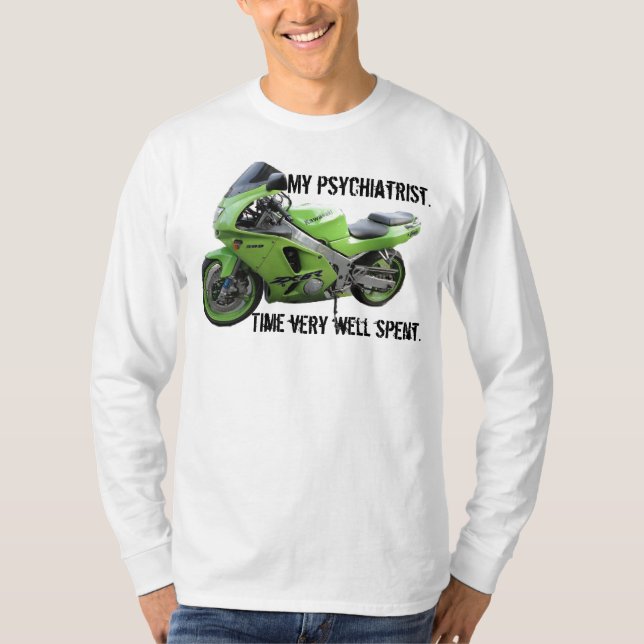 Kawasaki Green Ninja ZX-6R Motorcycle, Street Bike T-Shirt (Front)