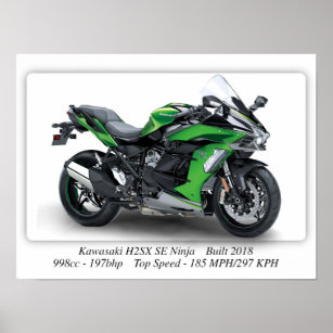 Kawasaki H2SX SE Ninja Motorcycle - A3 Poster