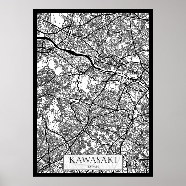 Kawasaki Japan City Map Poster (Front)