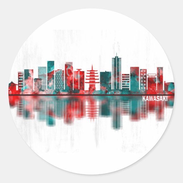 Kawasaki Japan Skyline Classic Round Sticker (Front)