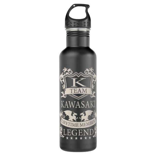 KAWASAKI Last Name, KAWASAKI family name crest Stainless Steel Water Bottle (Front)