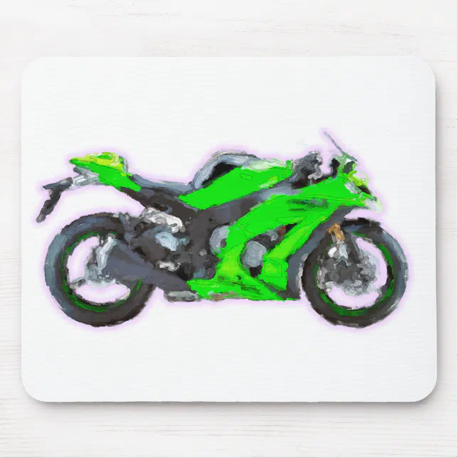 Kawasaki Ninja ZX 10R Hand Painted Art Brush Pad Mouse Pad | Zazzle