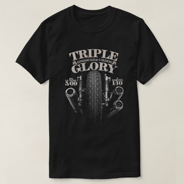 Kawasaki Triple Classic Biker T-Shirt T-Shirt (Design Front)