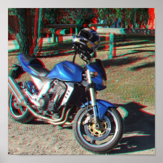 Kawasaki Z1000 Motorcycle 3D Anaglyph poster